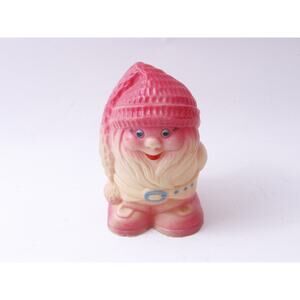 Gnome, Red White, Soviet, USSR, Rubber, Figure, 5", Tale Character, Squeaky